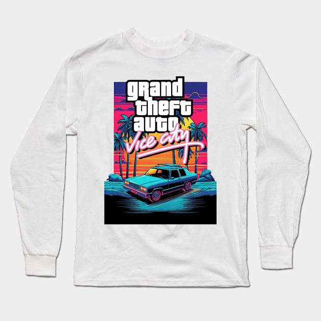 Grand theft city Long Sleeve T-Shirt by SAN ART STUDIO 